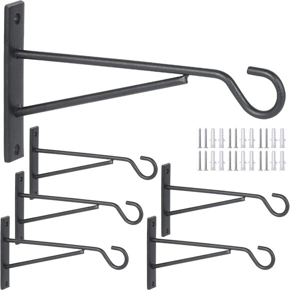 8" Hanging Plant Hooks, 6 Pack Hanging Basket Bracket Wall Hooks, Plant Hangers - Picture 1 of 6
